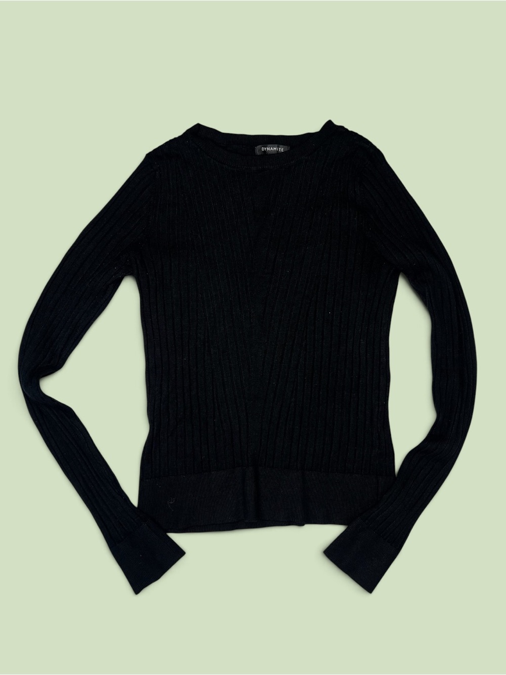 Dynamite Black Ribbed Crewneck Sweater